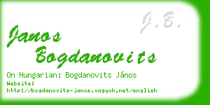 janos bogdanovits business card
